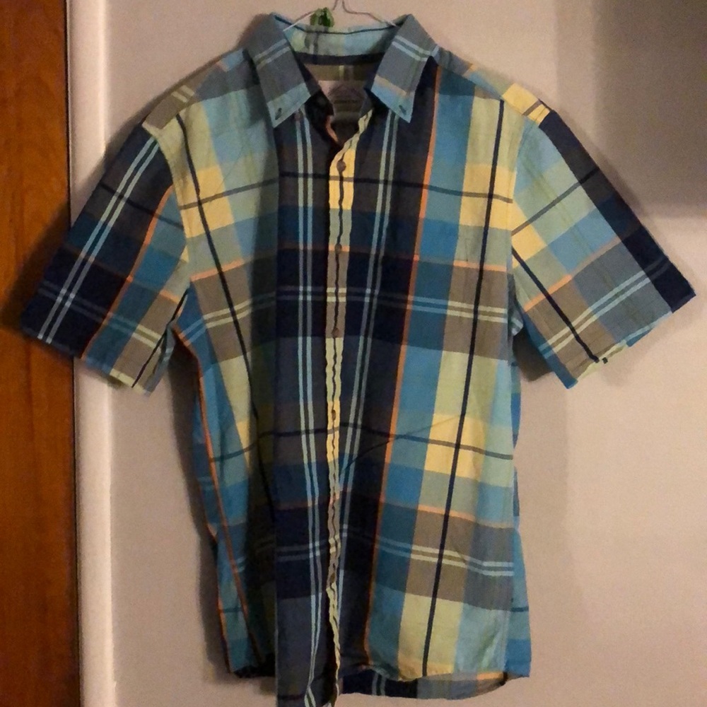 St John's Bay Blue Yellow Button Down Shirt